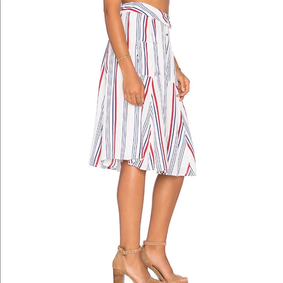 Tularosa Oliver Modest Skirt Blue & Red Stripe - Picture 2 of 7